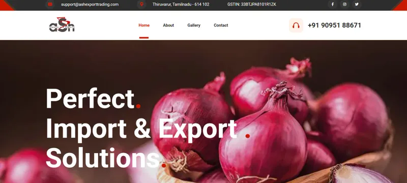 Ash Exports Trading website preview