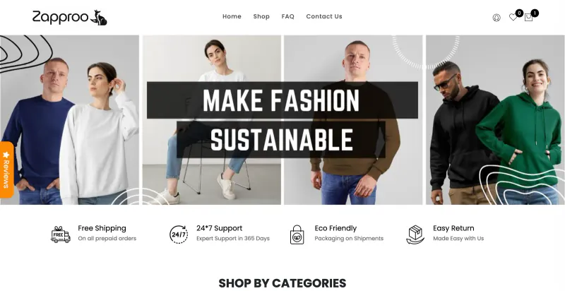 Zapproo - The Clothing Company website preview