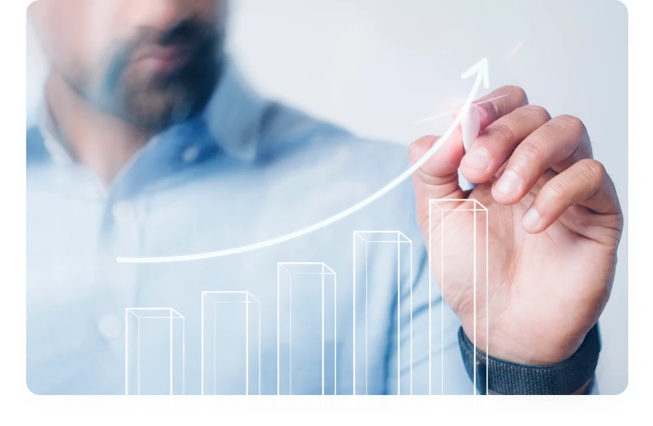 Designer sketching a growth chart