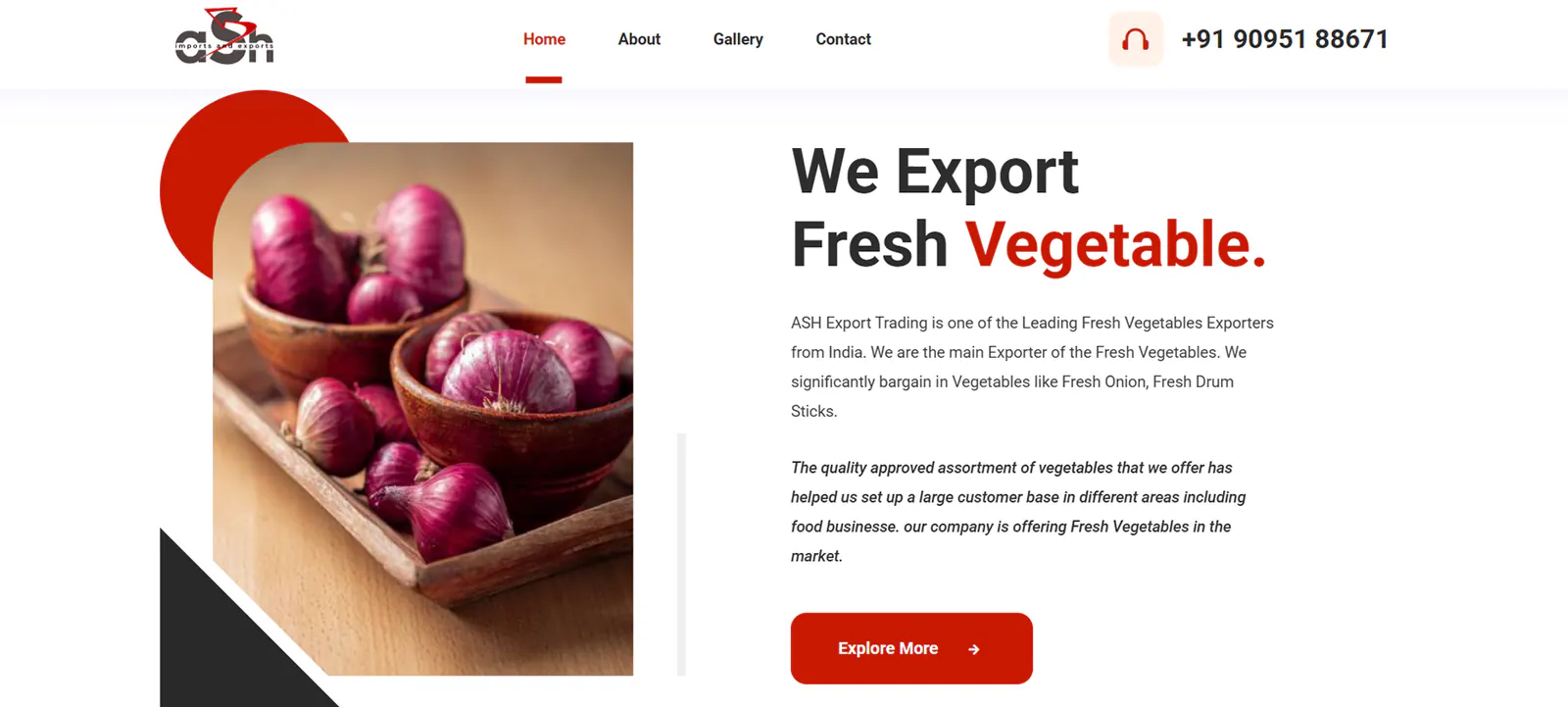Ash Exports Trading — inner page